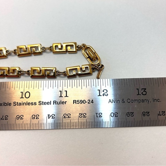 Vintage D’Orlan Gold Tone Greek Key Link Necklace Signed 24” - Picture 7 of 9